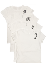 Load image into Gallery viewer, 3-Piece Child Set Poodle Skirt, Scarf & White T-shirt with Initial