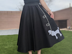 2-Piece Adult Set Poodle Skirt & Black T-shirt with Rhinestones