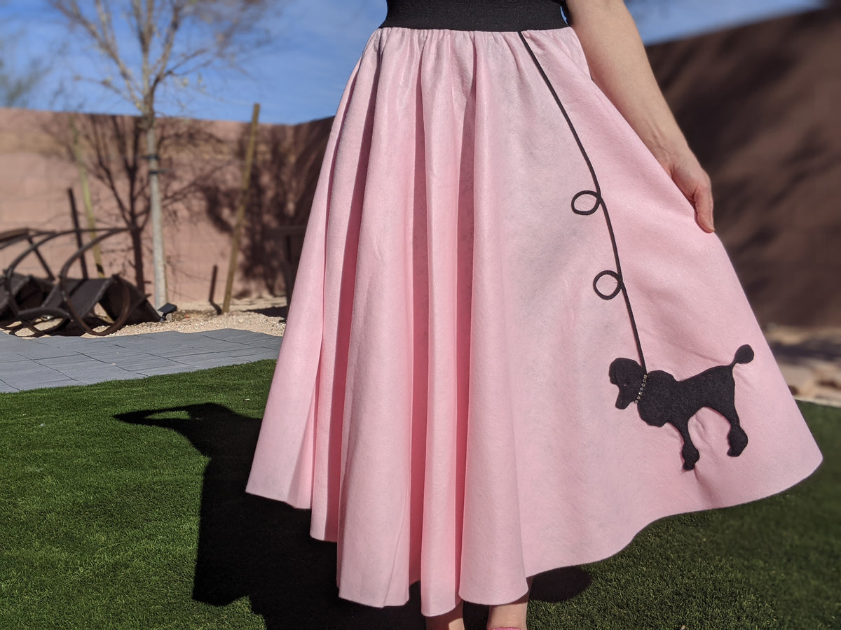 Womens 1950s Poodle Skirt Set with Scarf and Black Shirt USA