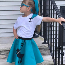 Load image into Gallery viewer, Girls 3 Piece Poodle Skirt Set with Scarf & White Shirt by Pookey Snoo