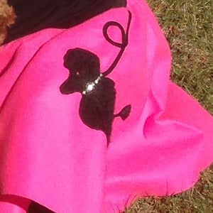 Girls 4 Piece Fuchsia Poodle Skirt Set with Scarf, Slip & Black Shirt by Pookey Snoo