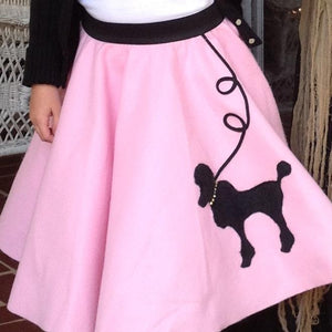 Girls 2 Piece Light Pink Poodle Skirt Set with White Shirt by Pookey Snoo
