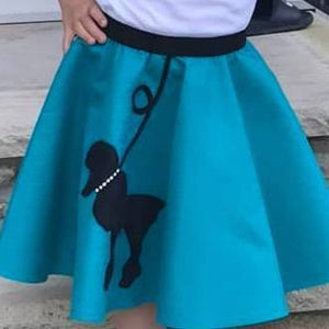 Girls 4 Piece Turquoise Poodle Skirt Set with Scarf, Slip & White Shirt by Pookey Snoo