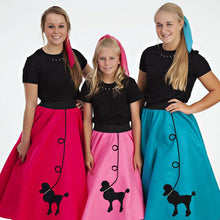 Load image into Gallery viewer, Womens 3 Piece Poodle Skirt Set with Scarf &amp; White Shirt by Pookey Snoo
