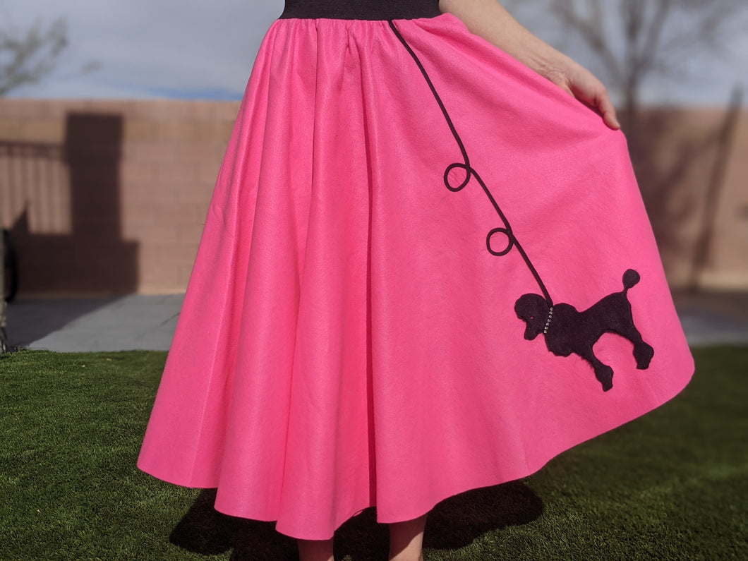 3-Piece Adult Set Poodle Skirt, Scarf & Black T-shirt with Rhinestones