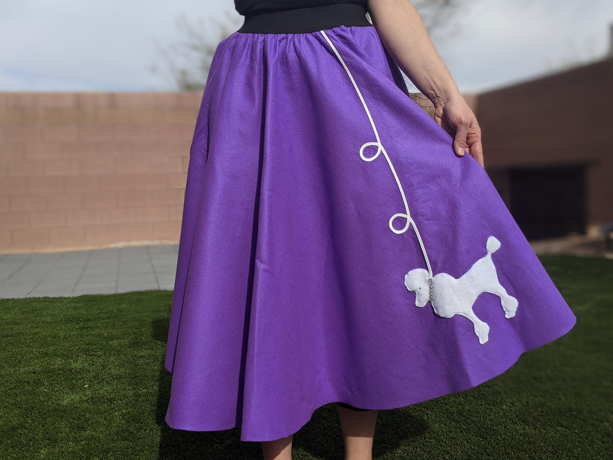 Blue Satin Poodle Skirt - Adult Medium (Waist 30-37) - 1950s Costume Blue Satin Poodle Skirt - Adult Medium (Waist 30-37) - 1950s Costume