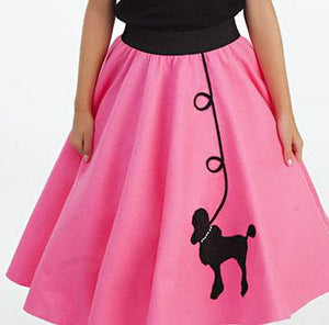 Girls 4 Piece Bubblegum Pink Poodle Skirt Set with Scarf, Slip & Black Shirt by Pookey Snoo