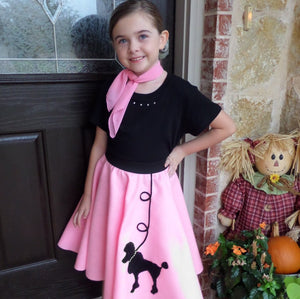 Girls 3 Piece Poodle Skirt Set with Scarf & Black Shirt by Pookey Snoo